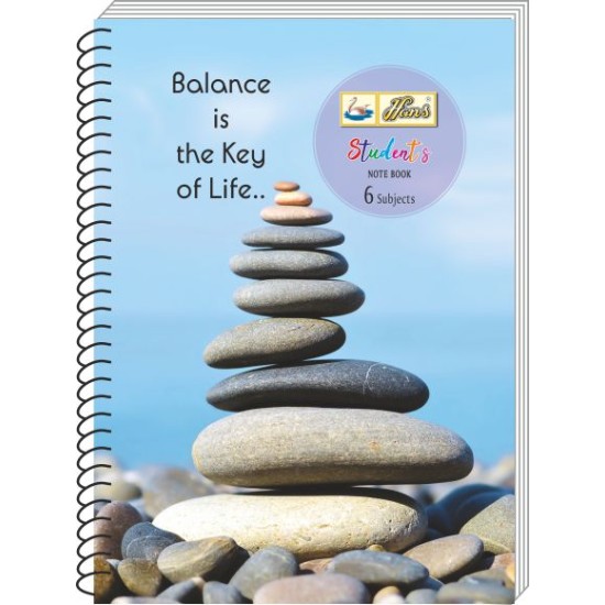 Lotus White 6 Subject Spiral Note Book 3 No, Size: 15 X 21 cm, 200 Pages